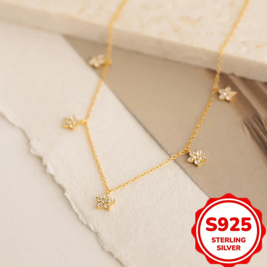 Elegant 925 Sterling Silver Floral Pendant Necklace